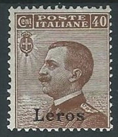 1912 EGEO LERO EFFIGIE 40 CENT MH * - G019 - Aegean (Lero)