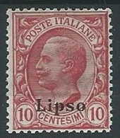 1912 EGEO LIPSO EFFIGIE 10 CENT MH * - G019 - Ägäis (Lipso)