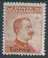 1917 EGEO LERO EFFIGIE 20 CENT MH * - G024 - Aegean (Lero)