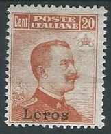 1917 EGEO LERO EFFIGIE 20 CENT MH * - G024 - Egée (Lero)