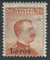 1917 EGEO LERO EFFIGIE 20 CENT MH * - G024-2 - Aegean (Lero)