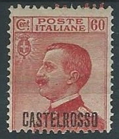 1922 EGEO CASTELROSSO EFFIGIE 60 CENT MH * - G026 - Castelrosso