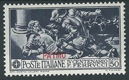 1930 EGEO PATMO FERRUCCI 50 CENT MH * - G030 - Egeo (Patmo)