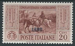 1932 EGEO LERO GARIBALDI 20 CENT MH * - G035 - Egée (Lero)