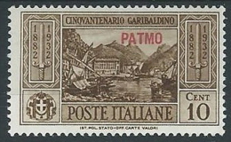 1932 EGEO PATMO GARIBALDI 10 CENT MH * - G037 - Egée (Patmo)