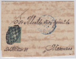 1855-H-28.* CUBA ESPAÑA SPAIN. ISABEL II. 1855. Ed.Ant.1. SOBRE ½ R. MARCA PREFILATELIA STAMPLESS BAEZA HABANA AZ - Vorphilatelie