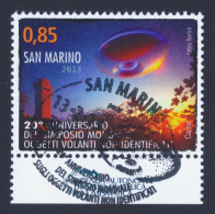 2013 SAN MARINO "20° ANNIVERSARIO SIMPOSIO MONDIALE UFO" SINGOLO ANNULLO PRIMO GIORNO - Gebraucht