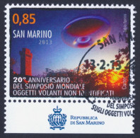 2013 SAN MARINO "20° ANNIVERSARIO SIMPOSIO MONDIALE UFO" SINGOLO ANNULLO PRIMO GIORNO - Gebruikt