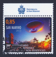 2013 SAN MARINO "20° ANNIVERSARIO SIMPOSIO MONDIALE UFO" SINGOLO ANNULLO PRIMO GIORNO - Gebraucht