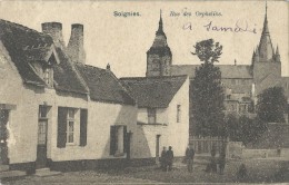 Soignies.   Rue Des Orphelins;  (linkerkant Licht Gekrapt!)  Prachtige Kaart  Van  Thulin  1900  Naar  Soignies - Soignies