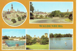 CP - PHOTO -  WALDENBURG - MULTIVUES - MARK - TEILANSICHT - FREIBAD - SCHLOSS JETZT KLINIK FUR TUBERKULOSE UND LUNGENKRA - Waldenburg (Sachsen)