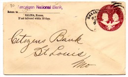 Lettre De SALINA (10.02.1894) To Saint Louis. MO . RECEIVED Back Cancel. - ...-1900