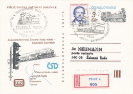 I0096 - Czechoslovakia (1991) Postal Stationery: Reopening The Railway Line, Spec. Transport. (01) Plzen 2 - Zel. Ruda - Postcards