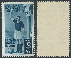 1934 EMISSIONI GENERALI MONDIALI DI CALCIO 10 LIRE MNH ** - K004 - Emisiones Generales