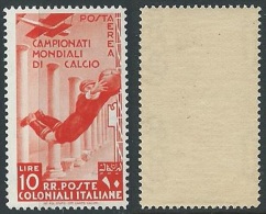 1934 EMISSIONI GENERALI POSTA AEREA MONDIALI DI CALCIO 10 LIRE MNH ** - K007 - Amtliche Ausgaben