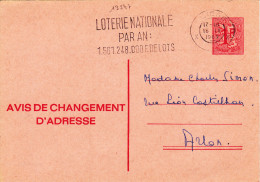 13247# BERICHT VAN ADRESVERANDERING AVIS DE CHANGEMENT D´ ADRESSE LION HERALDIQUE Obl LIEGE LUIK 1969 - Adreswijziging