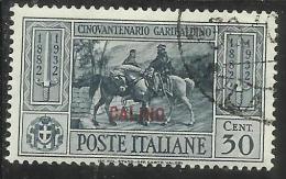 COLONIE ITALIANE EGEO 1932 CALINO GARIBALDI CENT. 30 CENTESIMI USATO USED OBLITERE´ - Egeo (Calino)