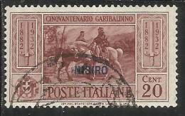 COLONIE ITALIANE: EGEO 1932 NISIRO GARIBALDI CENT. 20 CENTESIMI USATO USED OBLITERE´ - Ägäis (Nisiro)