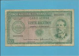 CAPE VERDE - 20 ESCUDOS - 04.04.1972 - P 52 - SERPA PINTO - PORTUGAL - Cap Vert