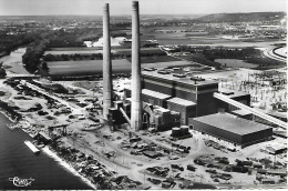 Porcheville - Centrale Thermique De L'E.D.F. Vue Aérienne En Construction Carte Rare - Porcheville