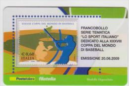 2009 - ITALIA -  TESSERA FILATELICA   "XXXVIII COPPA DEL MONDO DI BASEBALL" - Philatelistische Karten