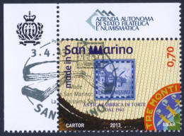 2013 SAN MARINO "MADE IN SAN MARINO: LA SERENISSIMA SPA" SINGOLO ANNULLO PRIMO GIONO - Oblitérés