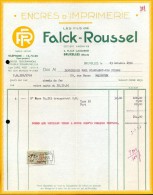 Facture Faktuur - Encres D' Imprimerie - Falck - Roussel - Bruxelles1956 - Imprimerie & Papeterie