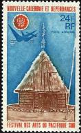 NEW CALEDONIA 24 FRANCS BLUE HUT ARTS FESTIVAL FIJI SET OF 1 MINTLH 1972 SG500 READ DESCRIPTION !! - Unused Stamps
