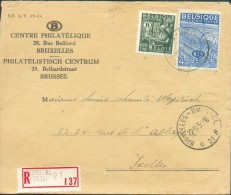S N°43-46 Obl. Sc BRUXELLES 21 Sur Lettre Recommandée Du 22 Septembre 1951 Vers Ixelles. - 10350 - Andere & Zonder Classificatie