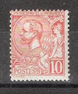 MONACO, 1901, Yvert N° 23, Prince Albert 1 Er,  10 C Rouge , Neuf  *, TB, Cote 5 Euros - Nuevos