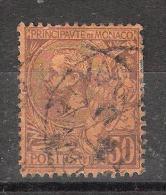MONACO, 1891, Yvert N° 18, Prince Albert 1 Er,  50 C  Lilas Brun Sur Orange Obl TB, Cote 6 Euros - Usados