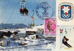 Carte 1° Jour, Jeux Olympiques Grenoble1968 Chamrousse, Skieur, Telesiege,obliteration,timbre - Juegos Olímpicos