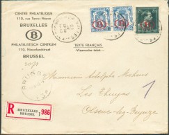 S 28(2)-35  Obl. Sc BRUXELLES 1 Sur Lettre Recommandée Du 21-IV-1945 Vers Olsene-lez-Deynze - 10366 - Andere & Zonder Classificatie