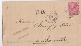 ITALIE  LETTRE AVEC CORRESPONDANCE 1872 - Andere & Zonder Classificatie