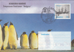 10793- BELGICA ANTARCTIC EXHIBITION, SHIP, PENGUINS, COVER STATIONERY, 1997, ROMANIA - Spedizioni Antartiche