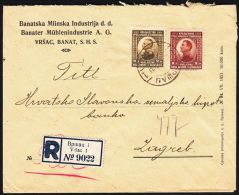 Yugoslavia 1923, Registered Cover Vrsac  To Zagreb W./ Postmark Vrsac - Cartas & Documentos