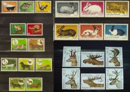 BULGARIA Lot Of 4 Sets MNH FAUNA Animal Exotic Predators DEERS RABBITS HUNTING DOGS - Lots & Serien