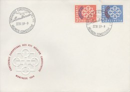 EUROPA 1959 Suisse FDC (timbres Surchargés Conf. Europ. Des PTT - Cachet De Montreux)  TTB (cat. 30 €) - 1959