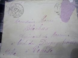 LETTRE  POUR ASPIRANT DE MARINE A BORD DU DUGAY BROUIN A VENISE CACHET BEYROUTH SYRIE - Barcos