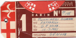 TRANSATLANTICO  " RAFFAELLO "  1965  /   Ticket - Biglietto Bagagli Di 1^ Classe - Europe