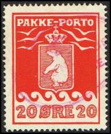 1916. PAKKE PORTO. 20 øre Red. Thiele. Perf 11 ½. GRØNLANDS STYRELSE. In Red. (Michel: 9A) - JF171375 - Spoorwegzegels