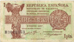 Republica Espanola , 1937 , 1 Peseta - 1-2 Peseten