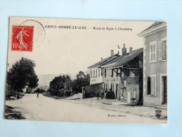 Carte Postale Ancienne : SAINT-ANDRE LE GAZ : Route De Lyon à Chambéry, Restaurant Du Commerce, Animé - Saint-André-le-Gaz