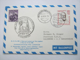 1959, Ballonpostkarte  Mit Mischfrankatur - Balloon Covers