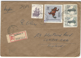 POLONIA - POLSKA - 1967 - Registered - Ship + Frog - Viaggiata Da Katowice Per London, England - Lettres & Documents