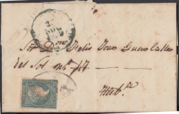 1857-H-144 CUBA ESPAÑA SPAIN. ANTILLAS. ISABEL II. 1857. Ant. Ed.7. ½ Rs. “CORRFOS”. BAEZA HABANA. - Préphilatélie