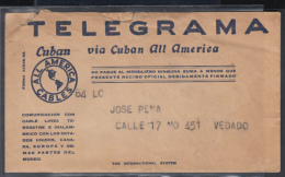 TELEG-25 CUBA. ALL AMERICA CABLE. TELEGRAPH. TELEGRAMA. TELEGRAM. 1945. CON CONTENIDO. TIPO XVI. - Telegraphenmarken