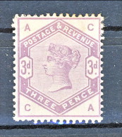 LUX - UK 1883 Victoria N. 80 - 3 Penny Violetto Lettere AC (MLH), Freschissimo - Ongebruikt