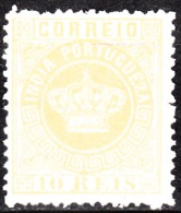 ÍNDIA - 1877 -  Coroa.   10 R.  Pap. Fino,  D. 12 3/4   (*) MNG  MUNDIFIL  Nº 49 - Portuguese India