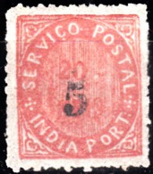 ÍNDIA - 1881 - Nativos. Com Sobretaxa.  5 R. S/ 20 R.  LllB  (Tipo B)    * MH  MUNDIFIL  Nº 64l - Portuguese India